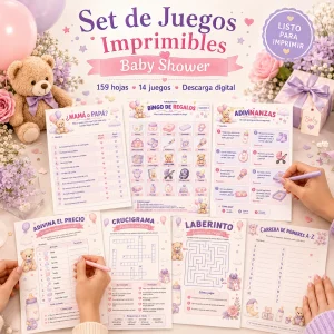 Set de Juegos Imprimibles Baby Shower