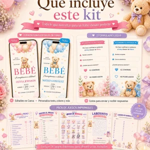 Kit Invitación y Diversión para Baby Shower