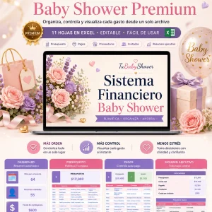 Sistema Financiero Baby Shower – Excel para presupuesto y gastos