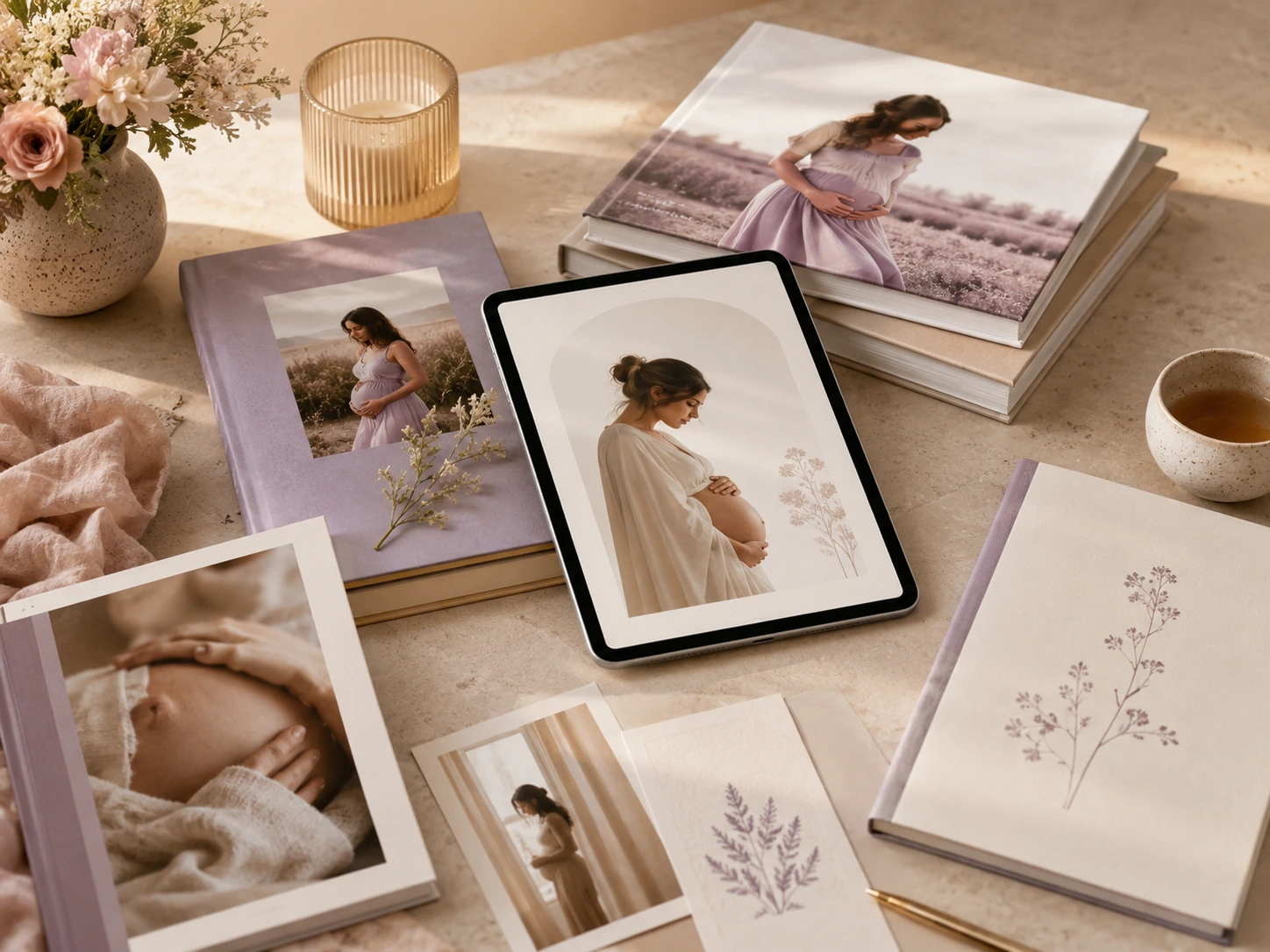 Colección premium de planificadores y diarios de embarazo y maternidad