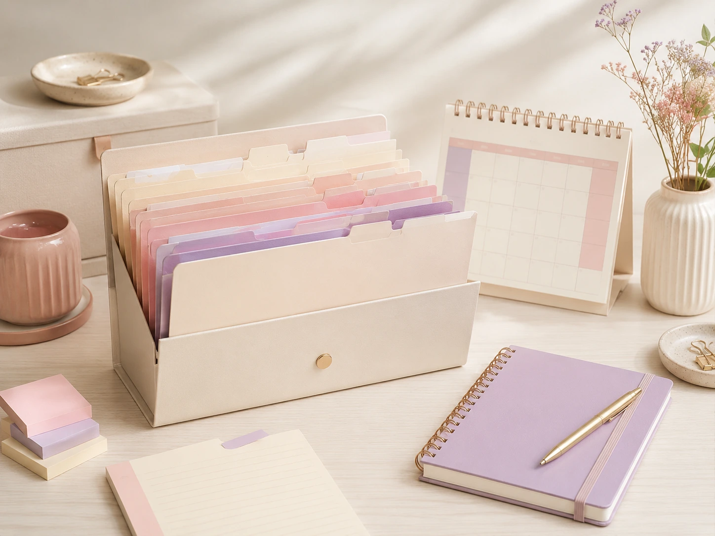 Carpeta con separadores, calendario y notas organizadas para el seguimiento prenatal