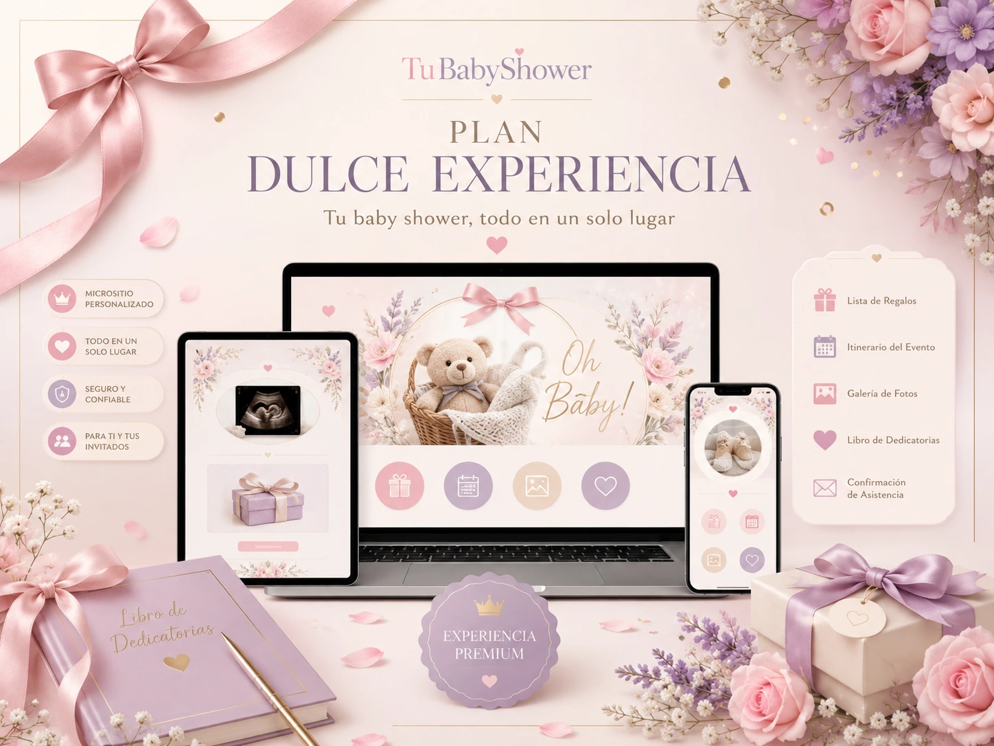 Vista del plan de micrositio BabyShower Dulce Experiencia