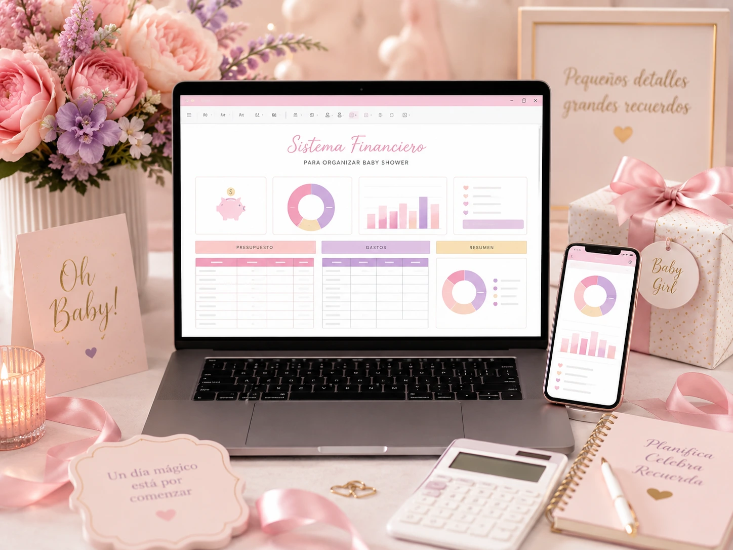 Sistema financiero en Excel para organizar el presupuesto de un Baby Shower
