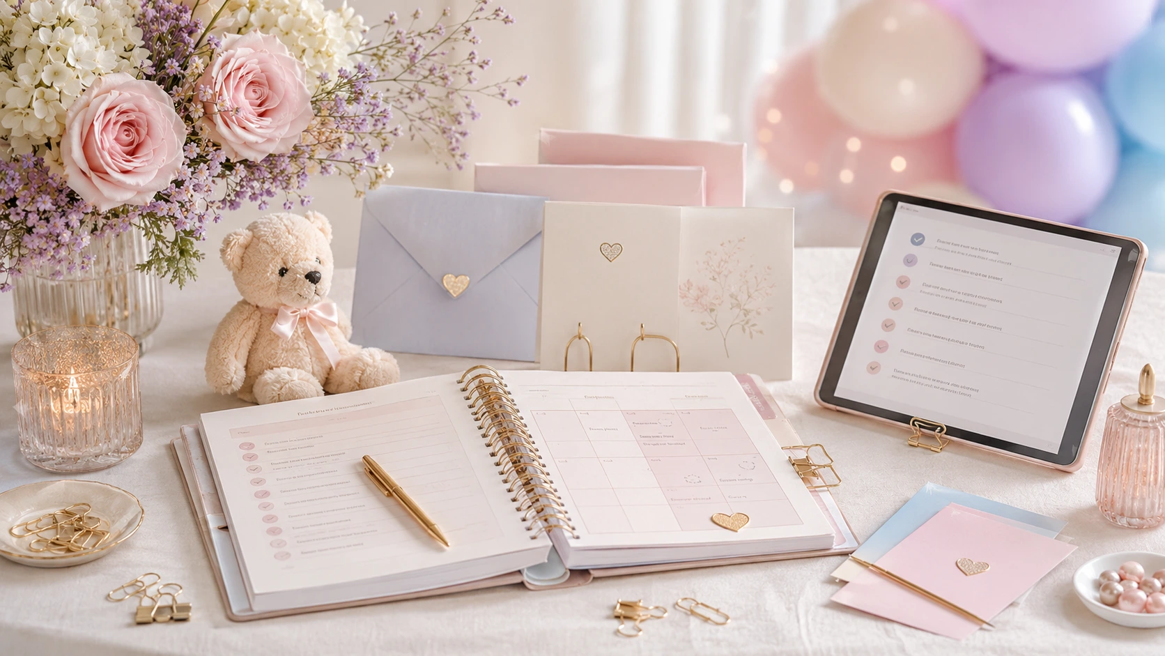 Invitación digital de baby shower con detalle RSVP sobre papelería elegante