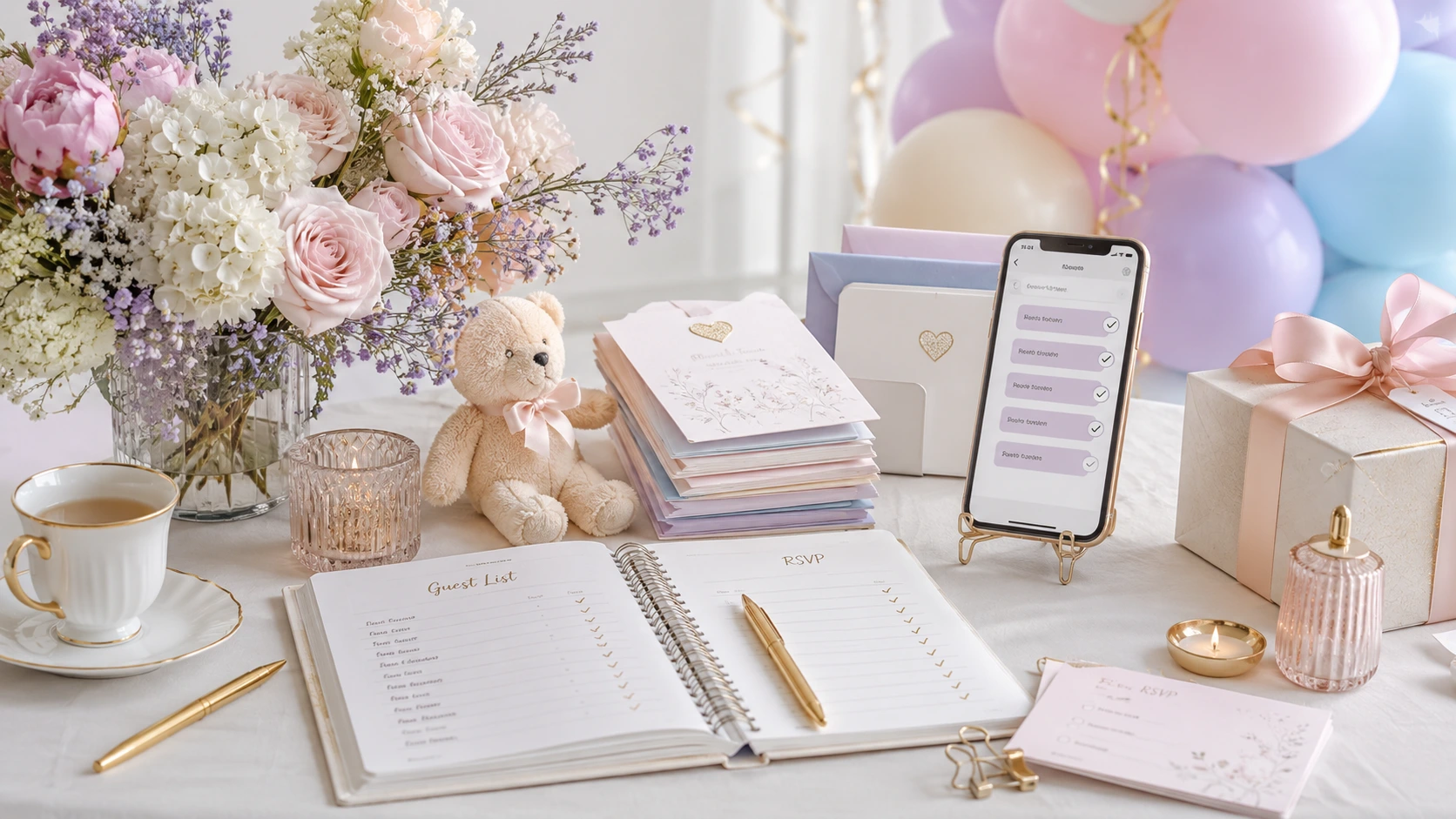 Lista de invitados y confirmaciones para baby shower