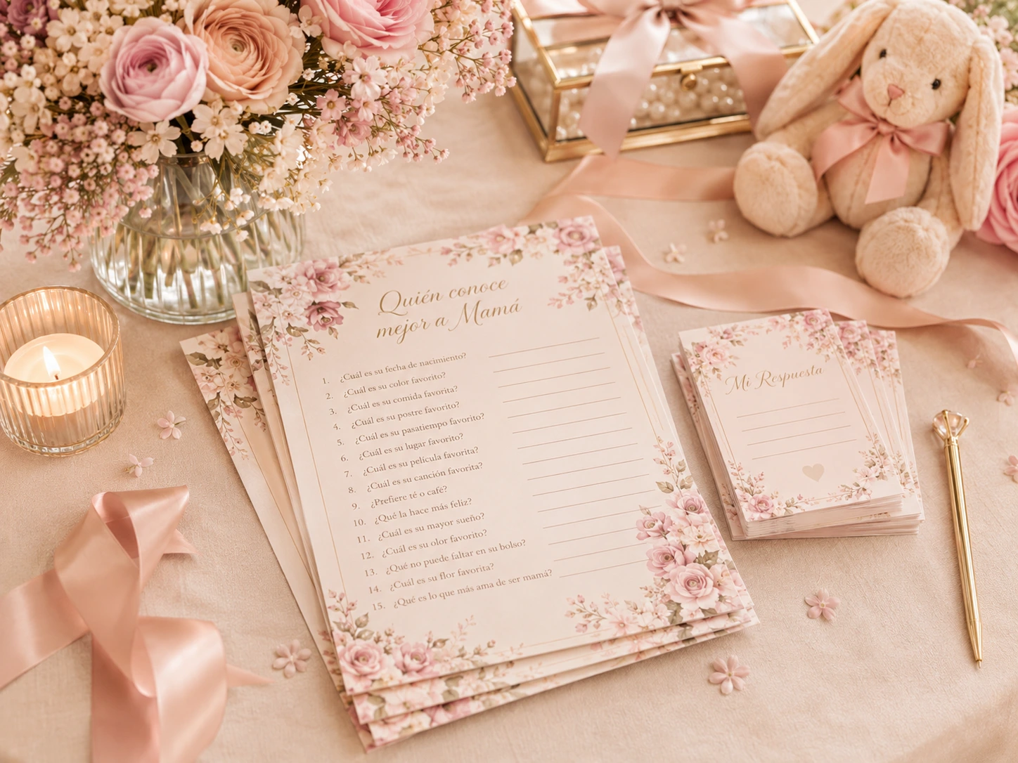 Tarjetas de preguntas divertidas para baby shower