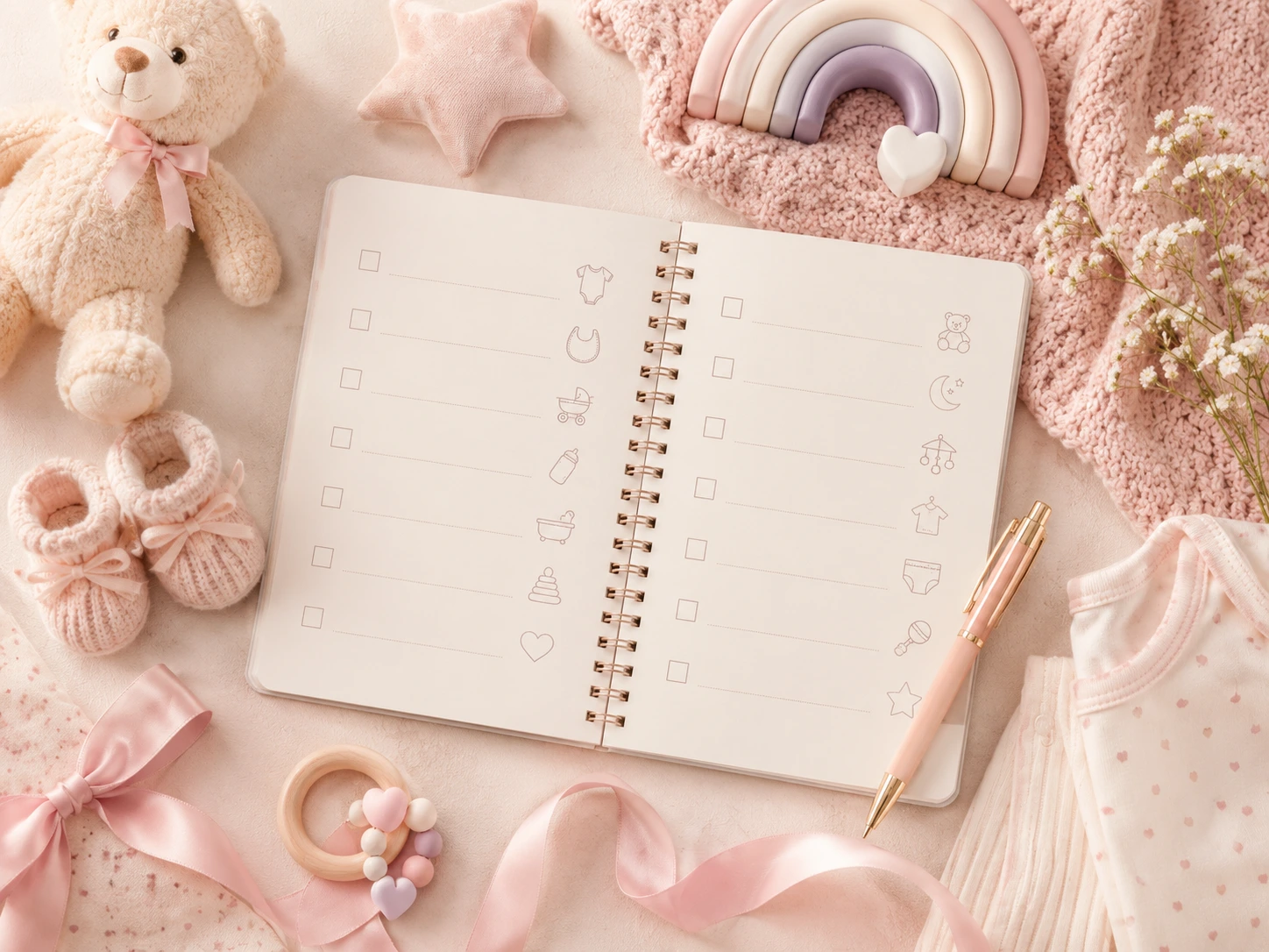 Canasta de productos esenciales para lista de regalos de Baby Shower