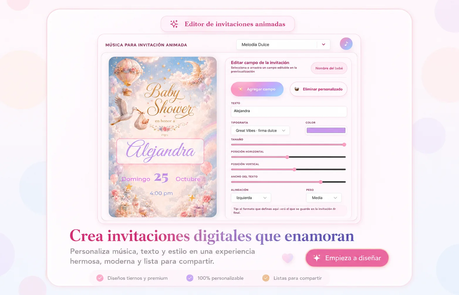 Invitación digital y animada baby shower