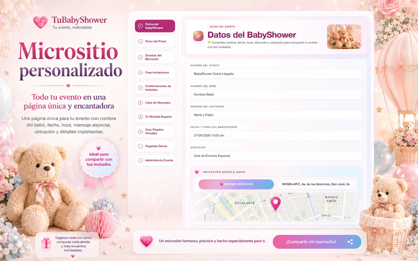 Micrositio personalizado baby shower