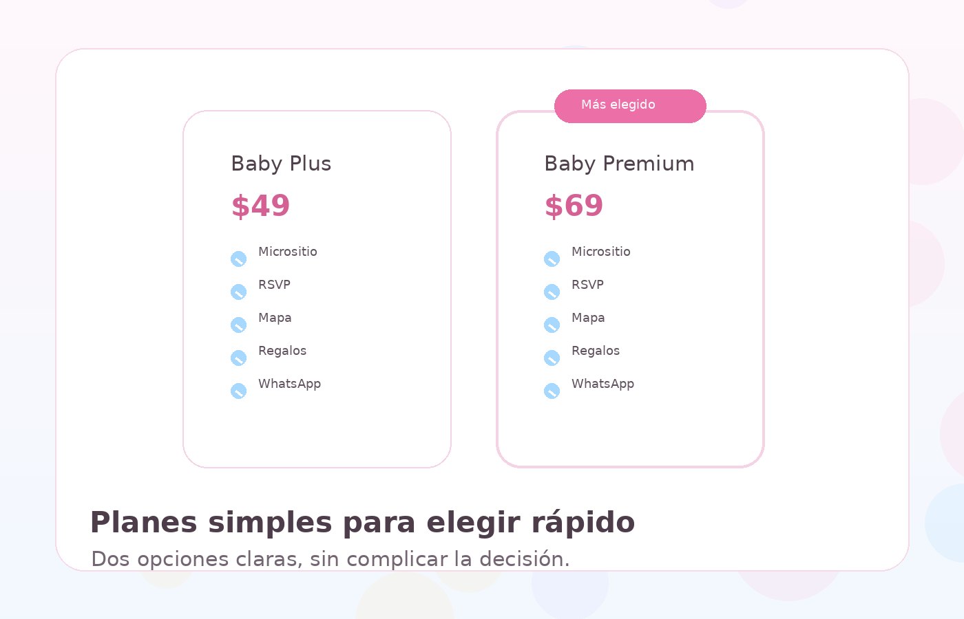 Planes de TuBabyShower