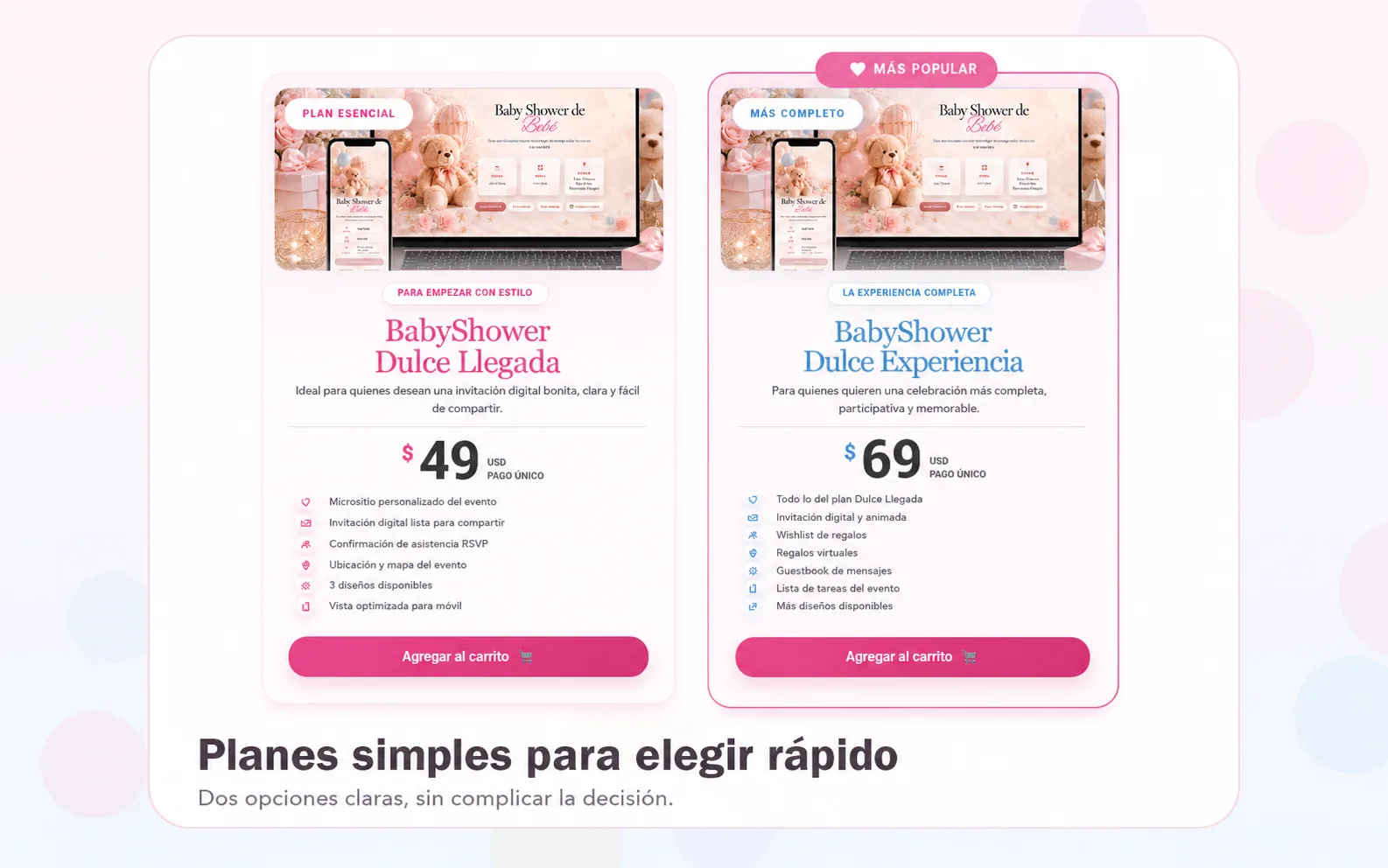 Planes de TuBabyShower