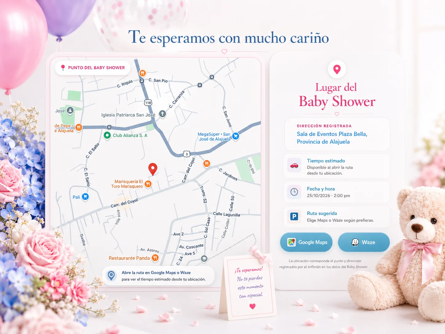 Mapa y ubicación para facilitar la llegada de invitados