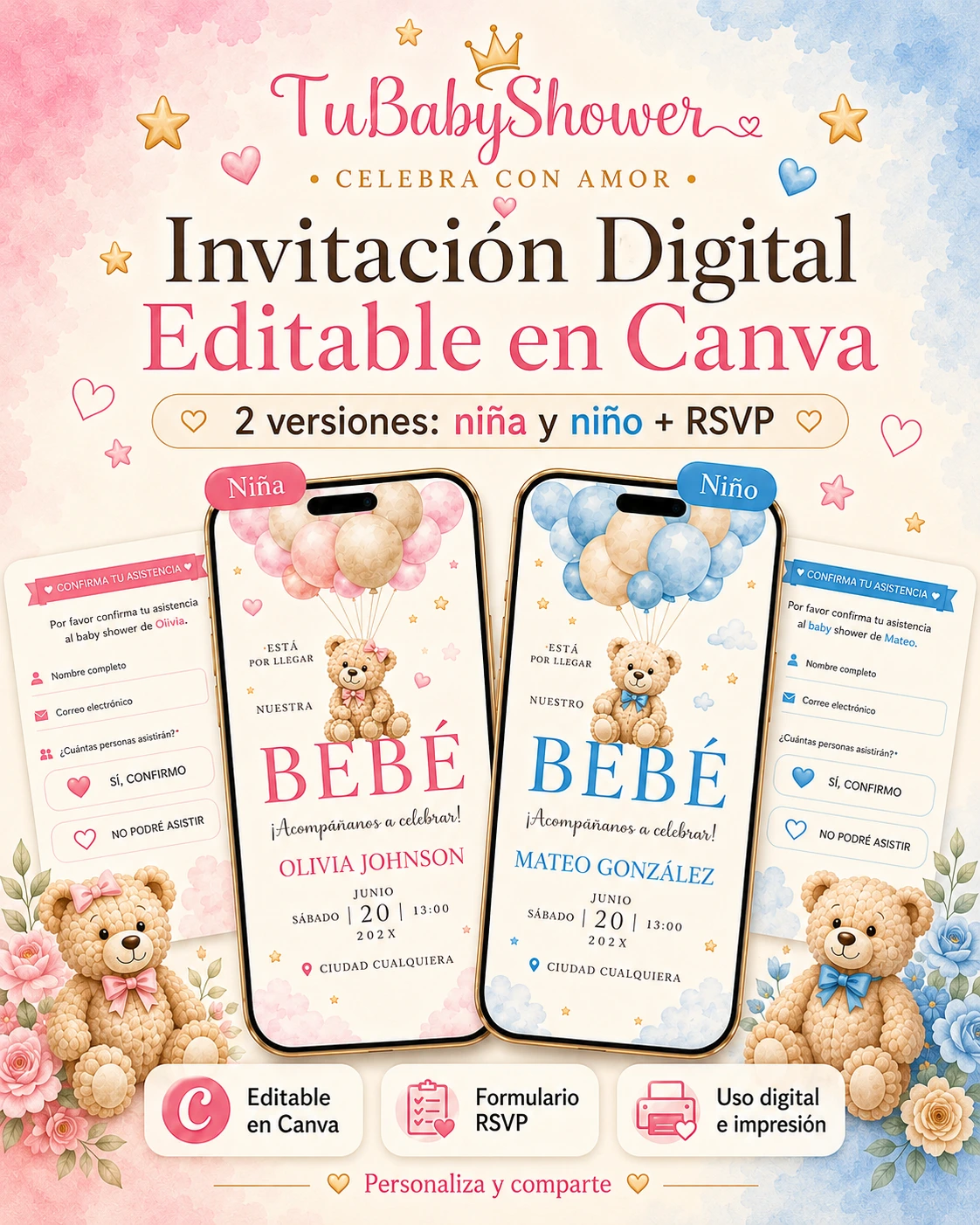 Invitación Digital Editable en Canva