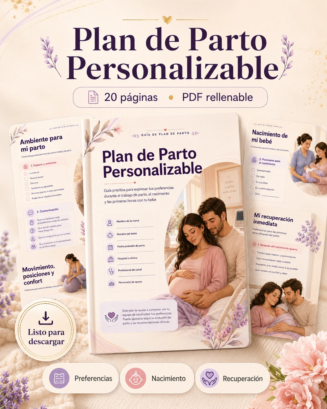 Vista previa de Plan de Parto Personalizable